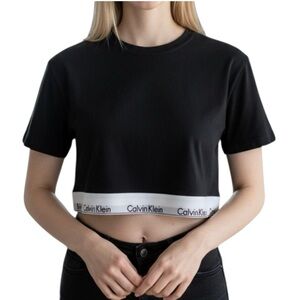 Calvin Klein Black and White Logo Crop Top